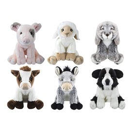 Assorted Color Premium Farmyard Plush - 30 cm (1 Pc.) 6 Assorted Animals Donkey, Cow, Sheepdog, Rabbit, Pig, Lamb, Perfect Soft Toy Gift for Kids