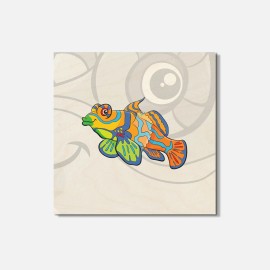Unbranded Funny Colorful Fish Animal 4'' X 4'' Square Wooden Coaster
