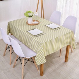 Wonhomke Simple Small Plaid Table cloth Polyester Cotton Tablecloth Square Tablecloth Rectangular Party Banquet Dining Table Cover (Light Green, 140 * 220CM(55.1 * 86.6in))