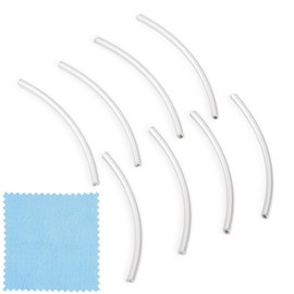 Cheriswelry 10Pcs Curved Tube Beads 30mm Sleek Twist Noodle Beads 925 Sterling Silver Plated Long Tube Spacer Bead for DIY Memory Wire Bracelet Necklace Anklet Jewelry Making