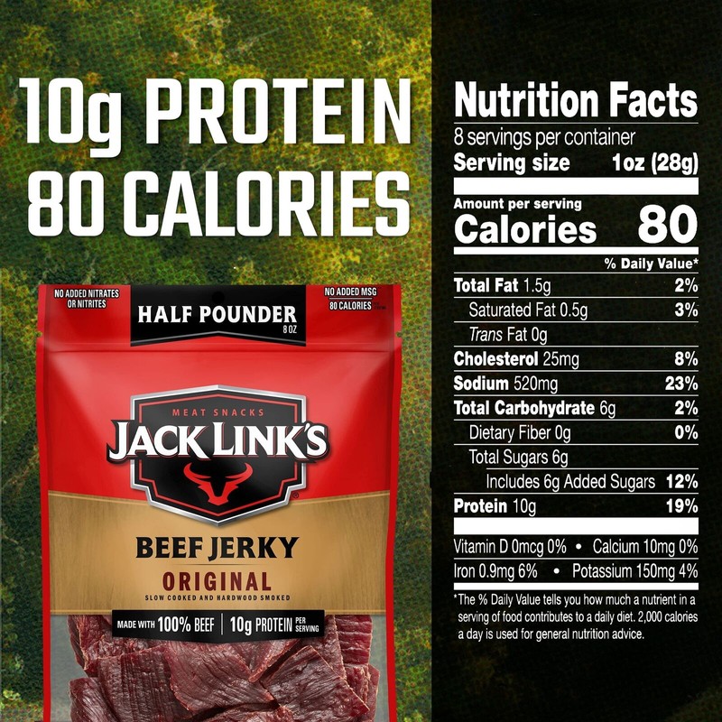 Jack Link's Beef Jerky Original Meat Snack, 10g of Protein