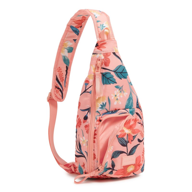 Vera Bradley Ripstop Mini Sling Backpack, Paradise Bright Coral