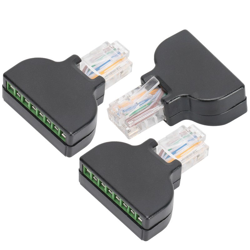 3 Sets RJ45 Male to 8 Pin Screw Terminal Connector