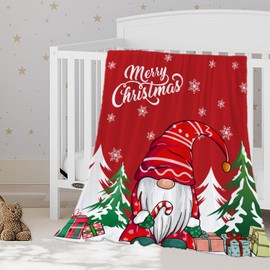 YeeJu Christmas Throw Blanket Baby Small Red Christmas Tree Gnome Blanket Toddler Infant Swaddle Lap Soft Lightweight Fuzzy Plush Fleece Blankets and Throws Winter Xmas Holiday Blanket 30x40