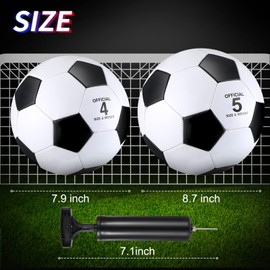 HyDren 4 Pack Soccer Ball with Pump Size 4, Size 5, Outside Sport Soccer Ball Machine Stitched Ball for Game Training Practice Youth Adult Soccer Players (Classic, Size 4), Black,Blue