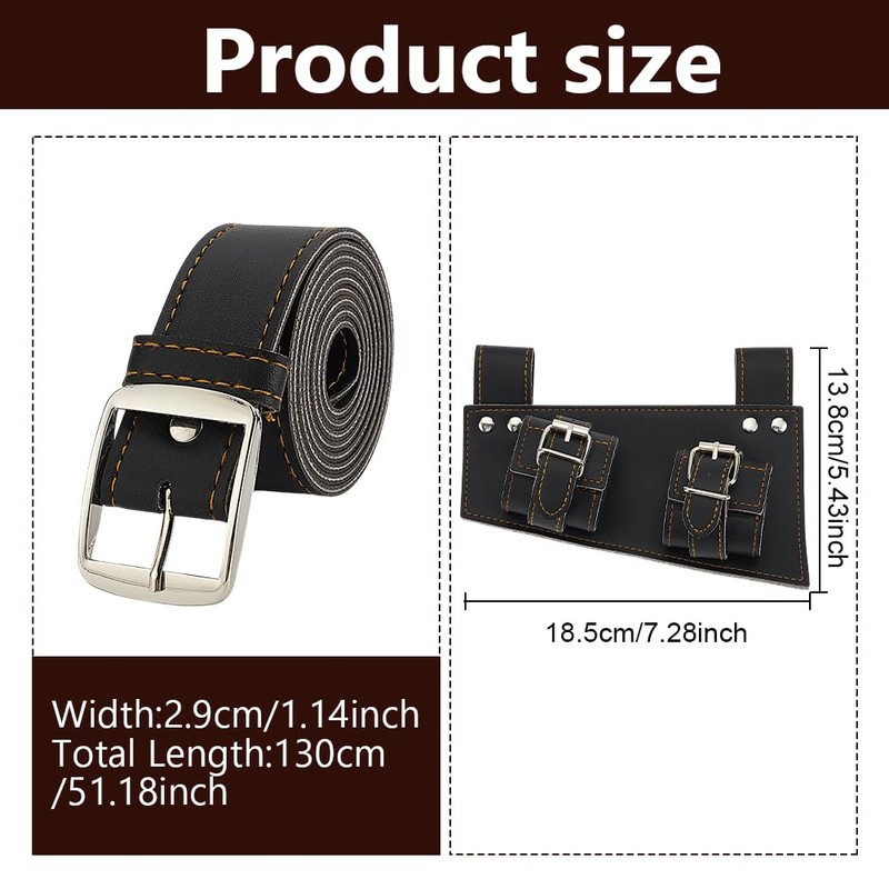 HOBBIESAY Black Leather Sword Belt