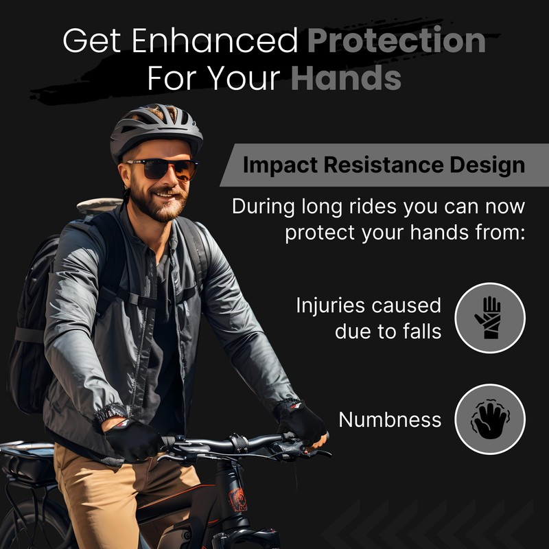 LuxoBike Cycling Gloves (Pure Black - Half Finger, Small)