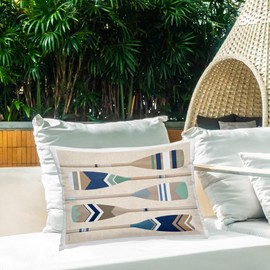Stupell Industries Striped Boat Paddles Design by Amber Sterling Outdoor Printed Throw Pillow, 14 x 7 x 20, Multi-Color