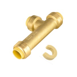 EFIELD 1/2-Inch Slip Tee Push-Fit Brass Fittings to Connect Pex, Copper, CPVC Pipe with a Disconnect Tool Clip, Potable Water and Hydronic Heating Application