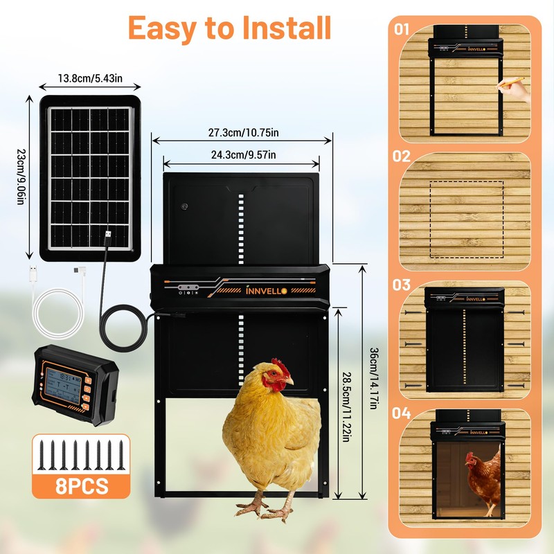Automatic Chicken Coop Door Solar Powered with Remote Control Setup