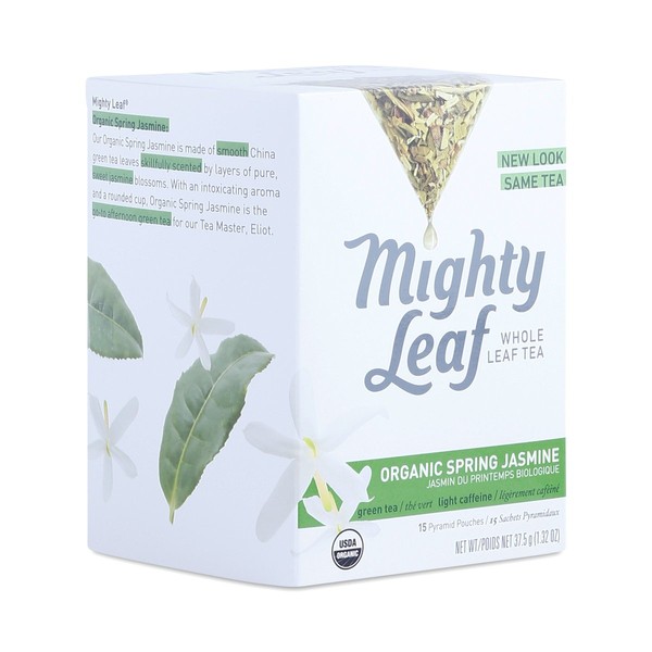 Mighty Leaf Tea, Organic Spring Jasmine, 15-Count Whole Leaf Pouches (Pack of 3)