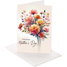 Paper Play Mothers Day Card with Envelope - Vibrant Watercolor Floral Mother's Day Card, 5 x 7 Inches - Perfect for Celebrating Mother's Day