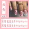 RTKHFZE 24Pcs Medium Square French Tip Glossy Pink Heart Design