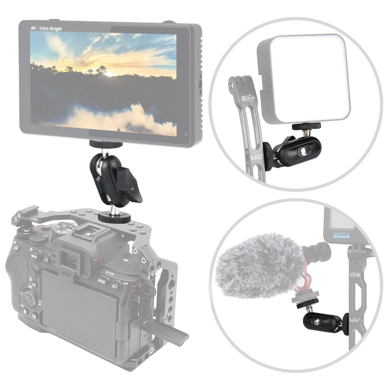 HSU Double Ball Head Adapter, Magic Arm with 1/4 Inch