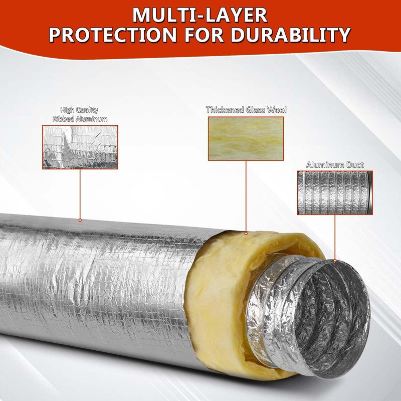 4Inch 25 Feet R4.2 Insulated Flexible Duct | High-Efficiency Thermal