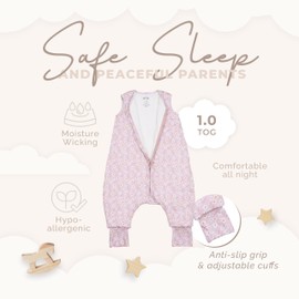 Nyte Nyte Baby - 1.0TOG Flowers, 6 to 12 Months, Sleeveless Sleep Sack, Soft Baby & Toddler Sleeping Sack, Breathable Sleep Sack with Adjustable Feet Cuffs & Anti-Slip Grip