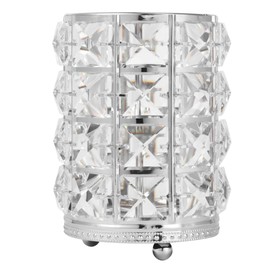 IWOWHERO Makeup Brush Holder Large Silver Hollow Lace Crystal Cosmetics Tools Organizer for Home and Store for Keeping Your Space Clean and Tidy