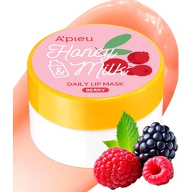 A'PIEU Honey & Milk Daily Lip Mask (Berry) - Nourishing Overnight Lip Mask | Hydrating Lip Moisturizer with Honey, Propolis & Royal Jelly for Soft, Plush Lips | Perfect for On-the-Go Use