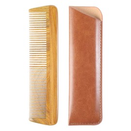 Onedor Handmade Hair Comb Made of 100% Natural Green Sandalwood, Antistatic Sandalwood Scent, Natural Hair Detangler, Wooden Comb, Fine with Wide Tooth (2-in-1 Comb)