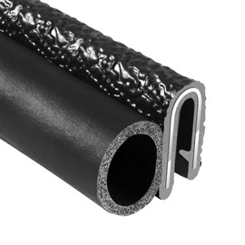 TRIM-LOK Trim Seal, Edge Trim with Side Bulb, Fits 0.375-Inch Bulb, 1/16-Inch Edge, 3/8-Inch Leg, 25-Foot Length, Black Pebble Finish, Flexible PVC Plastic Trim with EPDM Rubber Weather Stripping