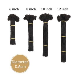 4-22 Inch Loc Extensions Human Hair 0.6cm Thickness 10 Inch 20 Strands 100% Real Human Hair Dreadlock Extensions for Man/Women Full Head Handmade Can Be Dyed and Bleached Curled