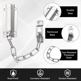 M METERXITY 2-Pack Door Chain Lock, Premium Security Door Chain Guard Square Sturdy & Rust-Resistant Stainless Steel for Inside Door/Windows, Heavy Duty Child Safety Lock [Silver]