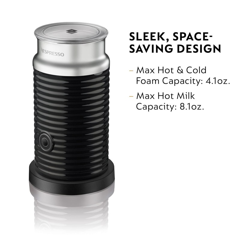 Nespresso Aeroccino 3 Milk Frother, Black, Steel