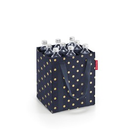 reisenthel Bottle Bag – 9 Compartments, Easy Recycling of Bottles, Carrying Straps, Colour: Metallic Dots Blue