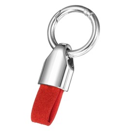 sourcing map Car Key Chain Clip, Zinc Alloy Leather Car Keychain Key Fob Holder Keychain Key Chain Rings Detachable Decorative Keychains for Women Men, Silver/Red