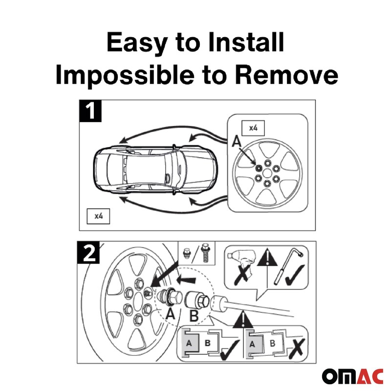 OMAC Wheel Lock Kit for Honda CR-V M12X1.5 Nut Chromed