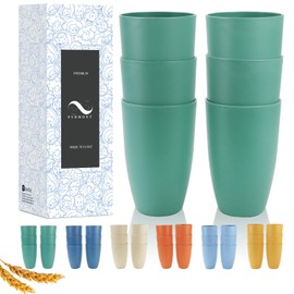 PYRMONT Wheat Straw Cups - 20oz Unbreakable Kid Tumbler Set of 6, Reusable Water Cups - Dishwasher & Microwave Safe, BPA Free