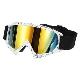 PATIKIL Dirt Bike Goggles, Motorcycle Goggles ATV Goggles Ski Goggles Racing Helmet Goggles Windproof for Mountaineering Sky Diving Ski Riding, White with Gold Lenses