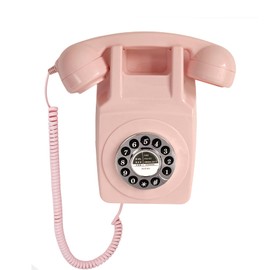 Vintage Wall Telephone, Corded Landline Wall Phone for Home, Retro Wall-Mounted Trimline Telephone, 1960s Single Line Old Fashioned Antique Analog Phones with Loud Ringer for Seniors (Pink)