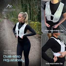 White ArcticFit LED Running Vest - Adjustable Unisex Reflective Vest with Phone Holder and Storage - Lightweight and Durable Running Backpack Alternative - Hydration Vest (White, One Size)
