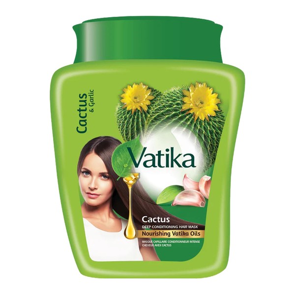 Dabur Vatika Naturals Hair Mask - Intensive Moisturizing Solution with Natural Ingredients - Revitalize and Nourish Your Mane - Rejuvenating Formula for Strong, Silky, and Smooth Hair - Cactus (1KG)