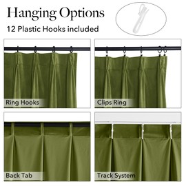 StangH Pinch Pleated Olive Green Velvet Curtains for Living Room, Extra Wide Light Blocking Track Window Covering Thermal Insulated Elegant Home Decor for Bedroom Closet, W72 x L96, 1 Panel