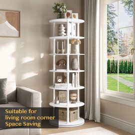 Sotya Rotating Shoe Rack, 6 Tier Spinning Vertical Shoe Corner Tower, Revolving 360 Round Shoe & Boots Organizer Storage for Small Spaces, Closet, Door Entrance, Bedroom