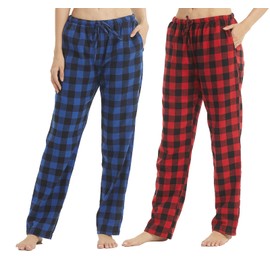 YUSHOW Womens Flannel Pajama Pants Loungewear for Women Plaid Pajama Bottoms Soft Lounge Pj pants Cotton Sleepwear 2 Pack