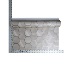 Modern Hexagon Taupe Metallic Fabric Textured Wallpaper Geometric 3D
