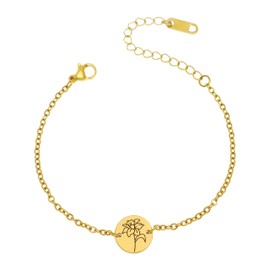 Agriajun March Daffodil Birth Flower Gold Chain Bracelets for Women, Trendy Statement Adjustable Stackable Bracelet Birthday Outfit Accessories Jewelry Gift.