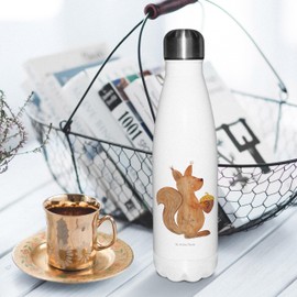 Mr. & Mrs. Panda Thermos Flask Squirrel Christmas Time - Gift, Insulated Flask, Winter, Stainless Steel, New Year, Drinking Bottle, Advent, Happy