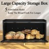 Black Bread Box for Kitchen Countertop - Modern bamboo Bread