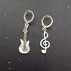 Guitar Earrings Music Note Earrings, Mismatch Lever Back Earrings, Minimalist Earrings, Musical Instrument Earrings, Music Lover