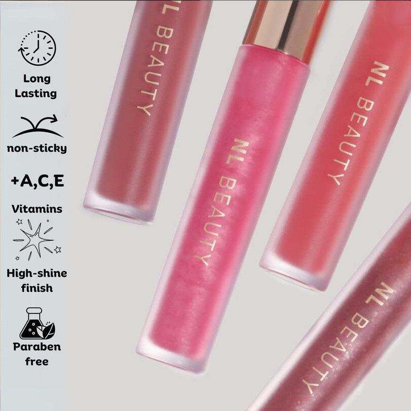 NL Beauty Goddess, long-lasting lip gloss, enriched with vitamins A,