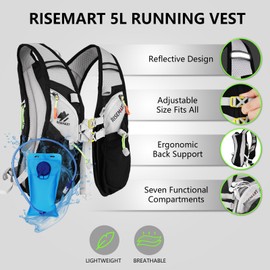 RISEMART Running Vest for Women and Men, Running Hydration Backpack with 2L Hydration Bladder for Marathon, Trail, Cycling, Hiking, Climbing