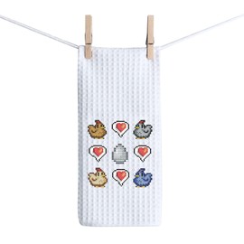 ZJXHPO Pixel Chicken Kitchen Towel Stardew Gamer Dishes Towel Pixel Game Inspired Chicken Kitchen Decor Housewarming Gift (C-Chicken Towel)