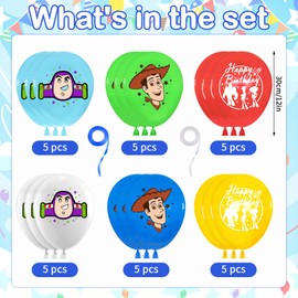 Toy Inspired Story Birthday Decorations for Girls Boys- 32pcs BirthDaY BallOons DecorationS, Latex Balloons for Kids, Happy BirthDay Balloons, Party BalloonS Supplies for Toy Happy BirthDay Decoration