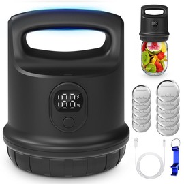 Coobiiya Mason Jar Vacuum Sealer for Wide and Regular Mouth Mason Jars with Ergonomic Handle,Cordless Vacuum Sealing Machine Canning Tool - Color: Black
