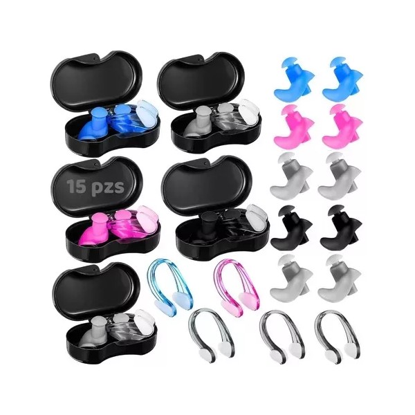 Veraly 15pz Tapones Oidos Natacion Y Clips Silicona Reutilizable