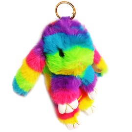 MBZRQKZS Bunny Keychain Soft Fluffy Rabbit Keychain Cute Colorful Rabbit Fur Pom Pom Key Rings for Women Pendant Accessories,Type 19